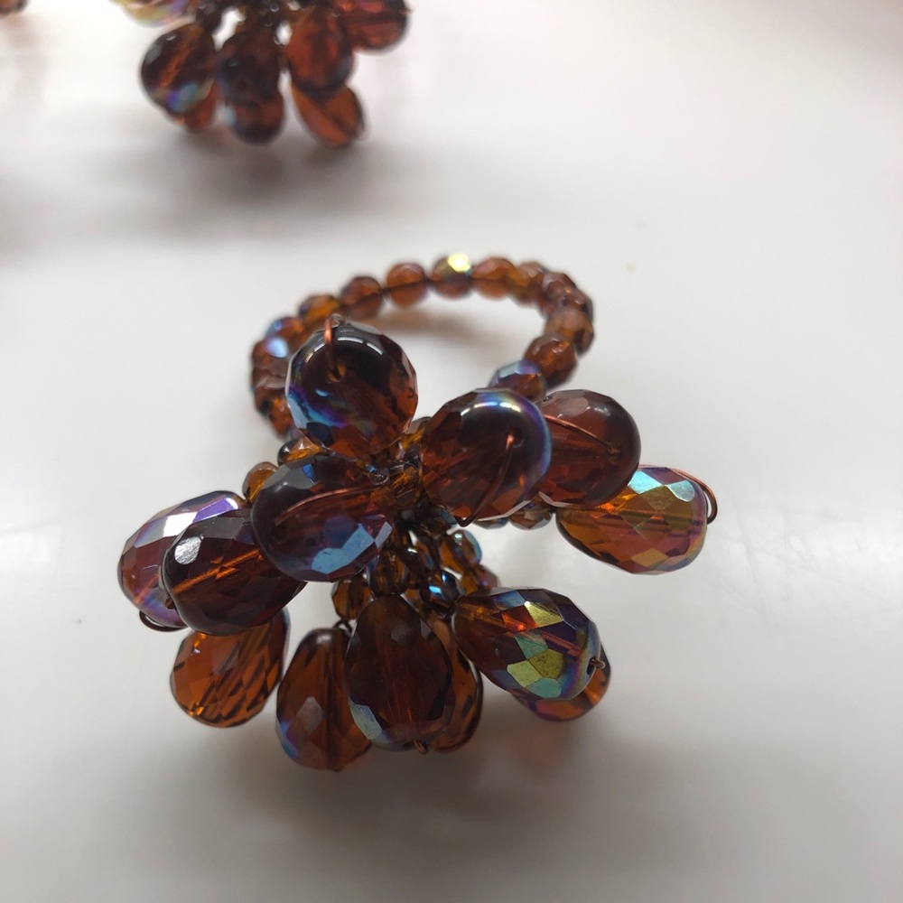 Amber Beaded Napkin Rings-Set of 8